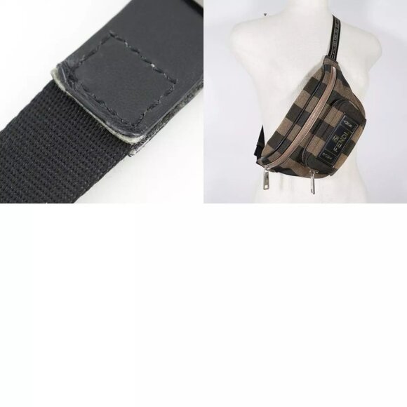 FENDI Pecan Stripe Waist bag 7VA446 body bag Brown Nylon canvas unisex - Picture 6 of 14